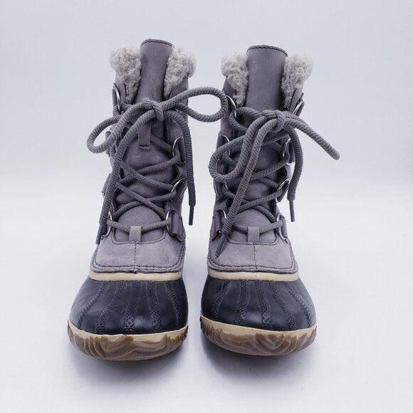 Sorel Gray Caribou Slim Winter Snow Boot Grey Suede Waterproof Mid-Calf Size 6.5 - Picture 3 of 9
